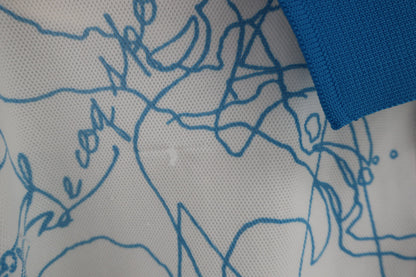 le coq sportif(ルコックスポルティフ) ポロシャツ 白水色総柄 メンズ LL B-5