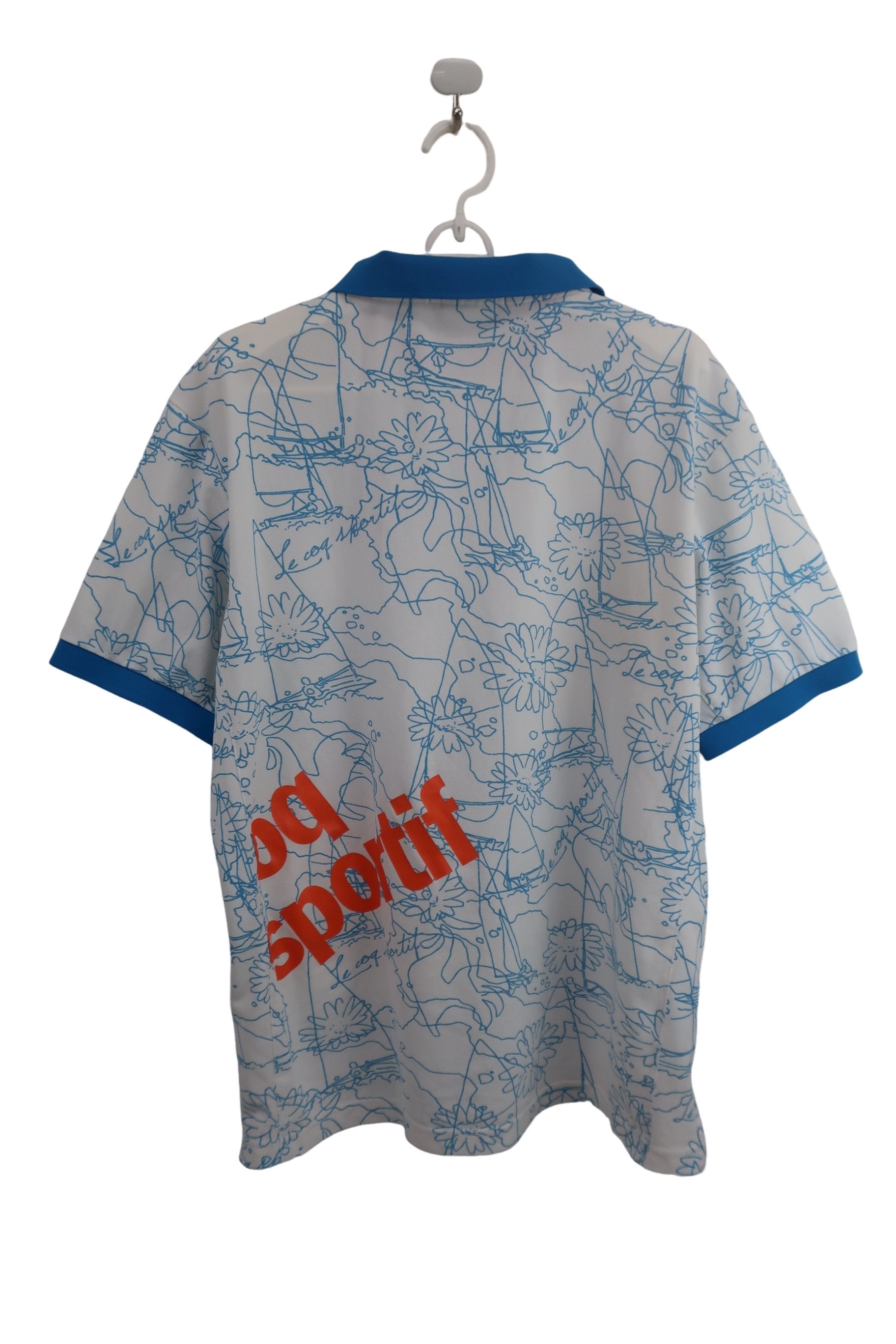 le coq sportif(ルコックスポルティフ) ポロシャツ 白水色総柄 メンズ LL B-7