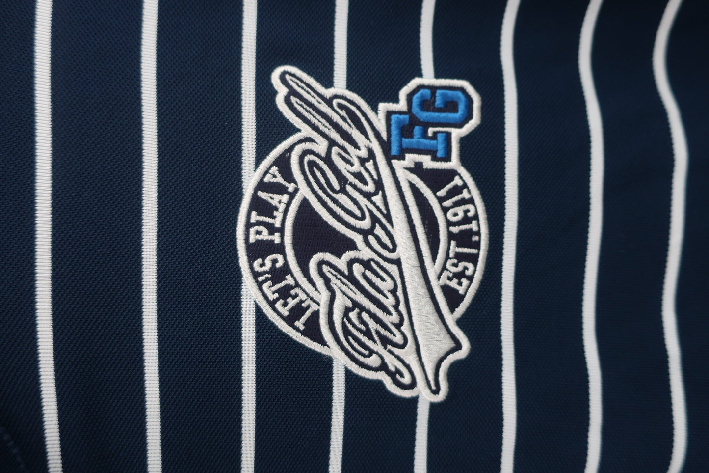 FILA GOLF(フィラゴルフ) 半袖ハーフジップシャツ ネイビー白ボーダー メンズ M A-2