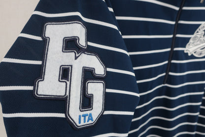 FILA GOLF(フィラゴルフ) 半袖ハーフジップシャツ ネイビー白ボーダー メンズ M A-4