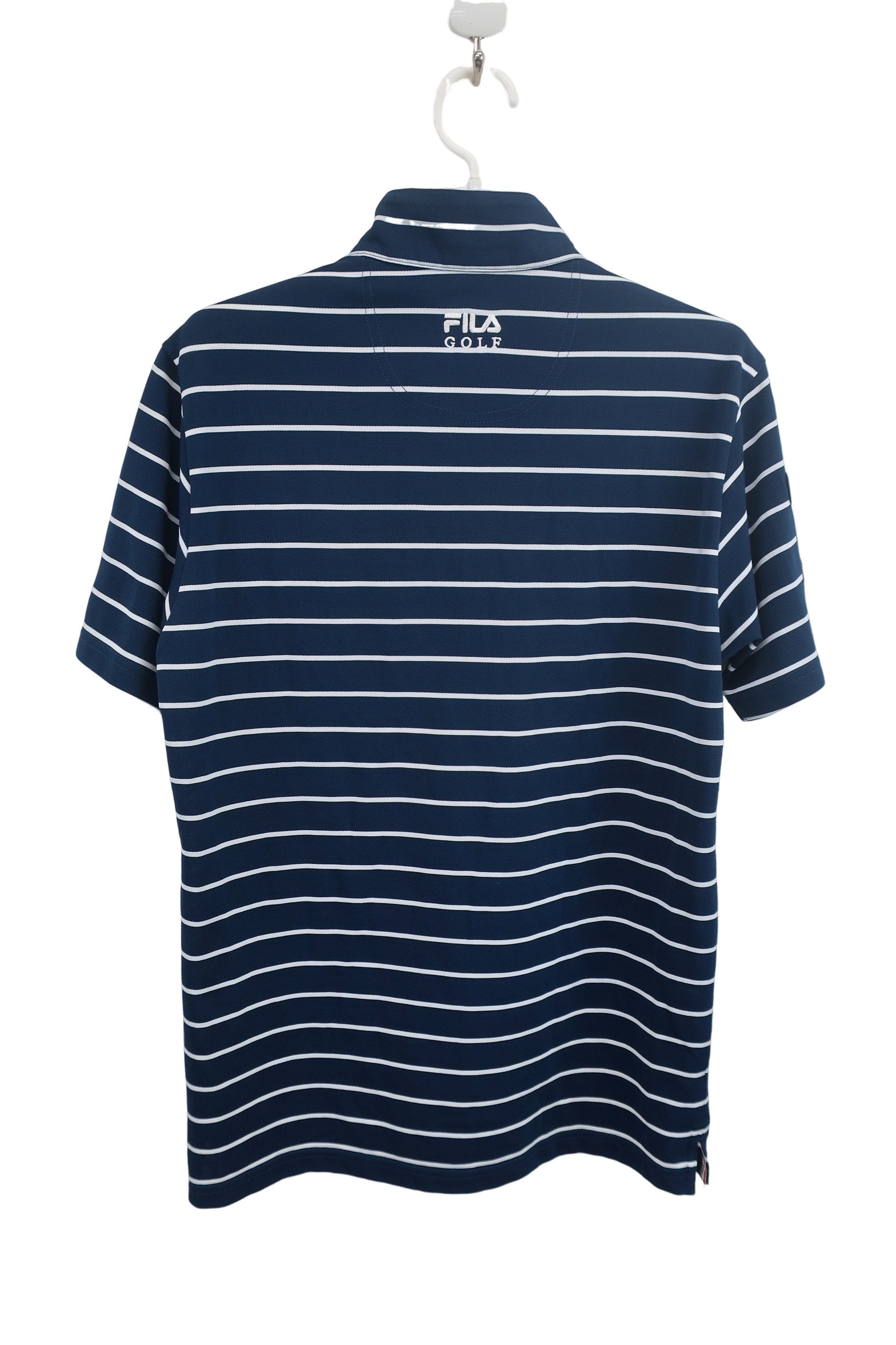 FILA GOLF(フィラゴルフ) 半袖ハーフジップシャツ ネイビー白ボーダー メンズ M A-5