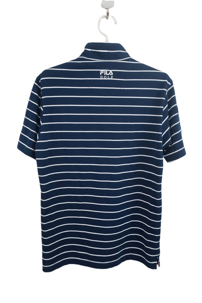 FILA GOLF(フィラゴルフ) 半袖ハーフジップシャツ ネイビー白ボーダー メンズ M A-5