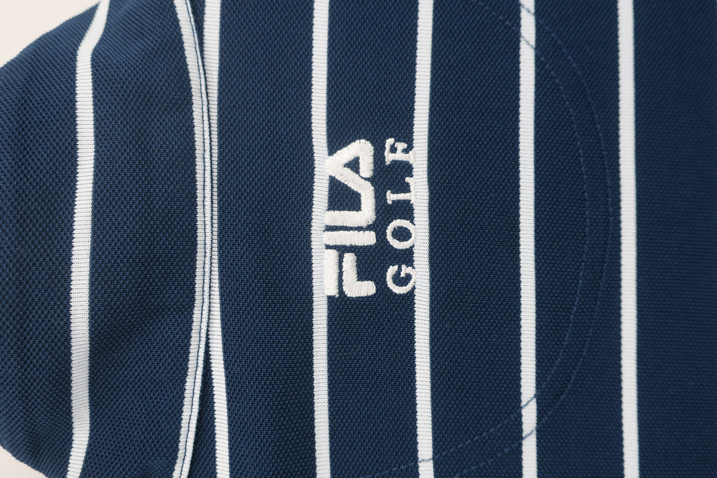 FILA GOLF(フィラゴルフ) 半袖ハーフジップシャツ ネイビー白ボーダー メンズ M A-6