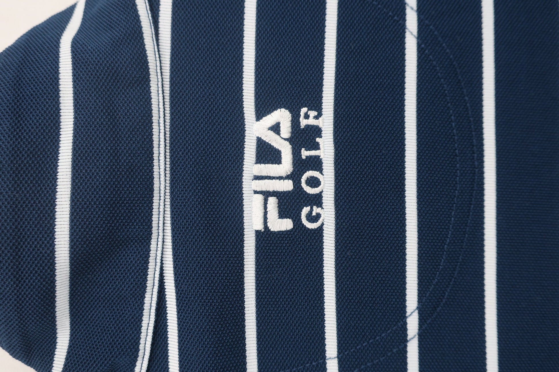 FILA GOLF(フィラゴルフ) 半袖ハーフジップシャツ ネイビー白ボーダー メンズ M A-6