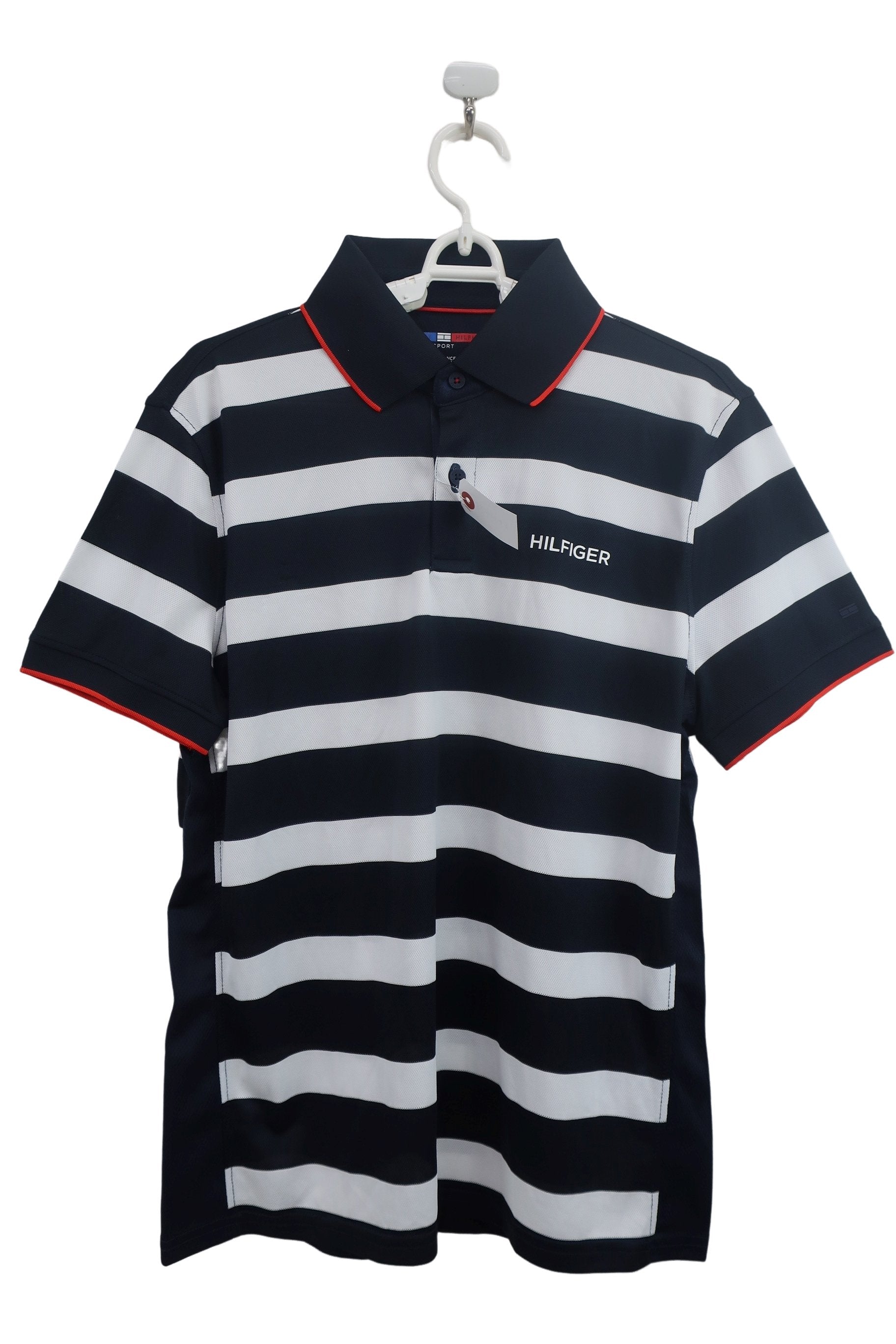 TOMMY HILFIGER(トミーヒルフィガー) 半袖ポロシャツ 白黒ボーダー メンズ M A-1