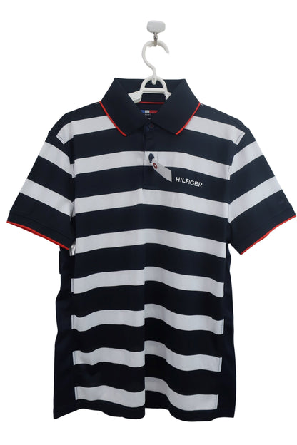 TOMMY HILFIGER(トミーヒルフィガー) 半袖ポロシャツ 白黒ボーダー メンズ M A-1