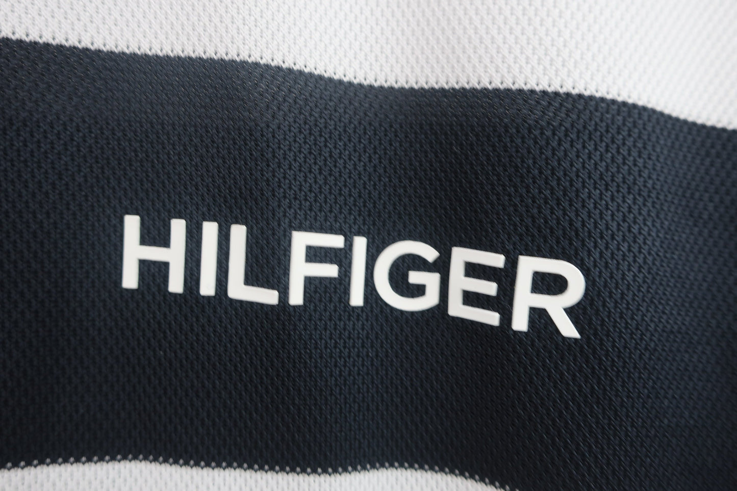 TOMMY HILFIGER(トミーヒルフィガー) 半袖ポロシャツ 白黒ボーダー メンズ M A-2