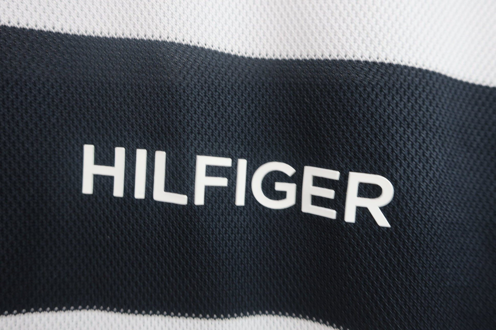TOMMY HILFIGER(トミーヒルフィガー) 半袖ポロシャツ 白黒ボーダー メンズ M A-2