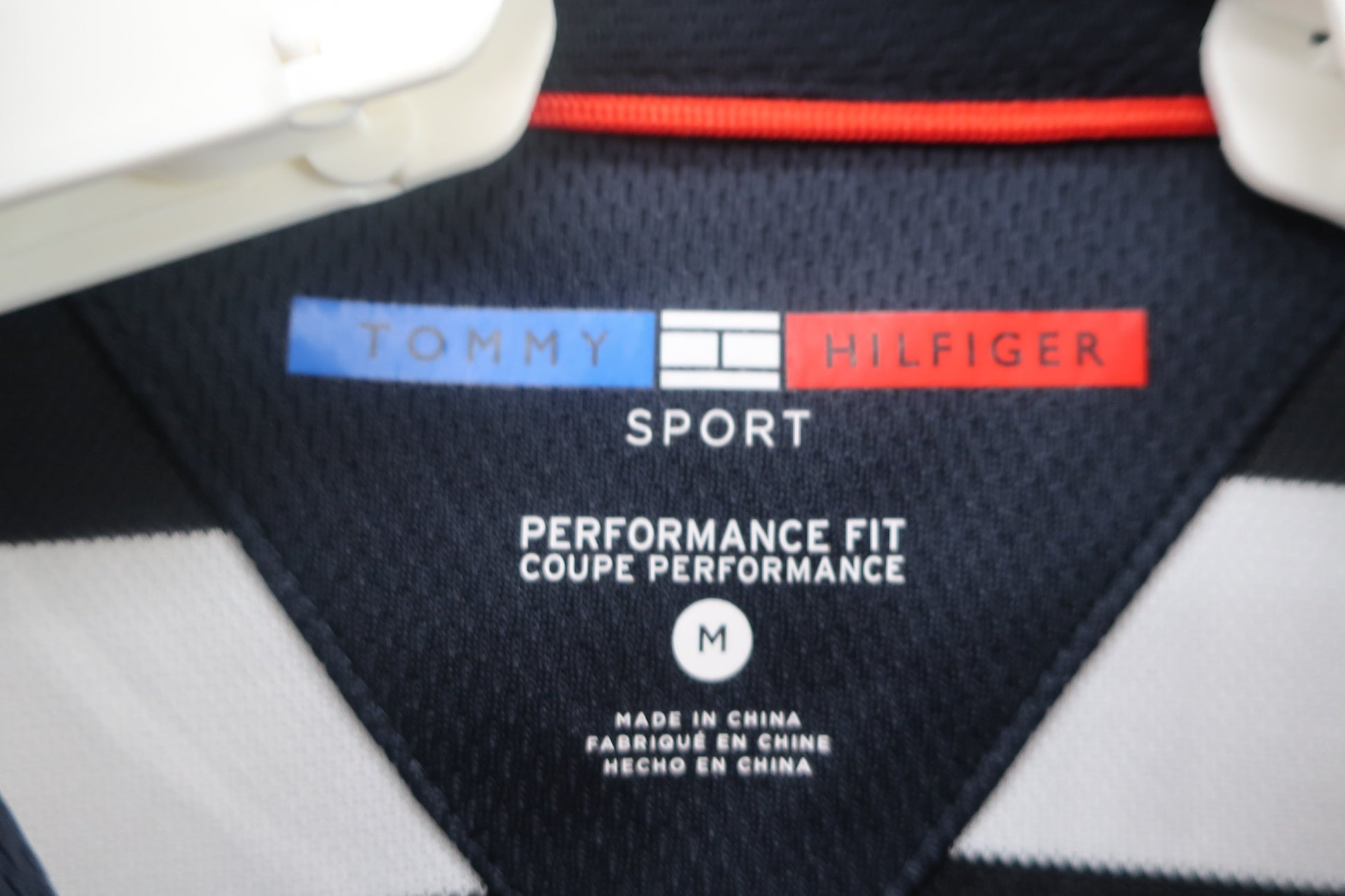 TOMMY HILFIGER(トミーヒルフィガー) 半袖ポロシャツ 白黒ボーダー メンズ M A-4