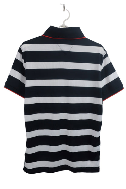 TOMMY HILFIGER(トミーヒルフィガー) 半袖ポロシャツ 白黒ボーダー メンズ M A-5
