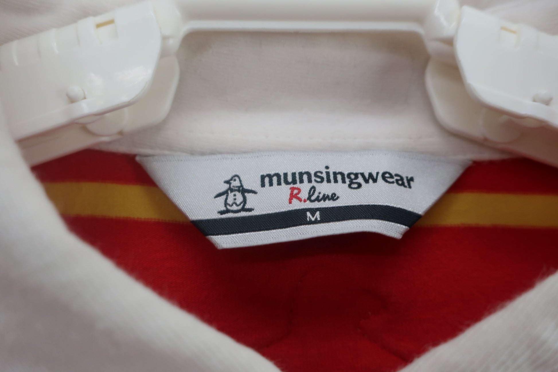 Munsingwear(マンシングウェア) 半袖ポロシャツ 赤黄ボーダー メンズ M B-3