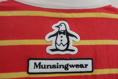 Munsingwear(マンシングウェア) 半袖ポロシャツ 赤黄ボーダー メンズ M B-8