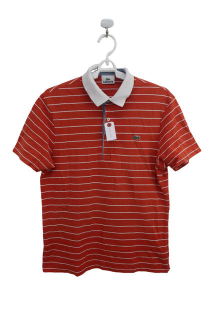 LACOSTE(ラコステ) 半袖ポロシャツ オレンジ白ボーダー メンズ 3 B-1