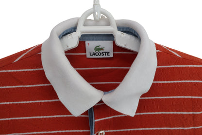 LACOSTE(ラコステ) 半袖ポロシャツ オレンジ白ボーダー メンズ 3 B-2