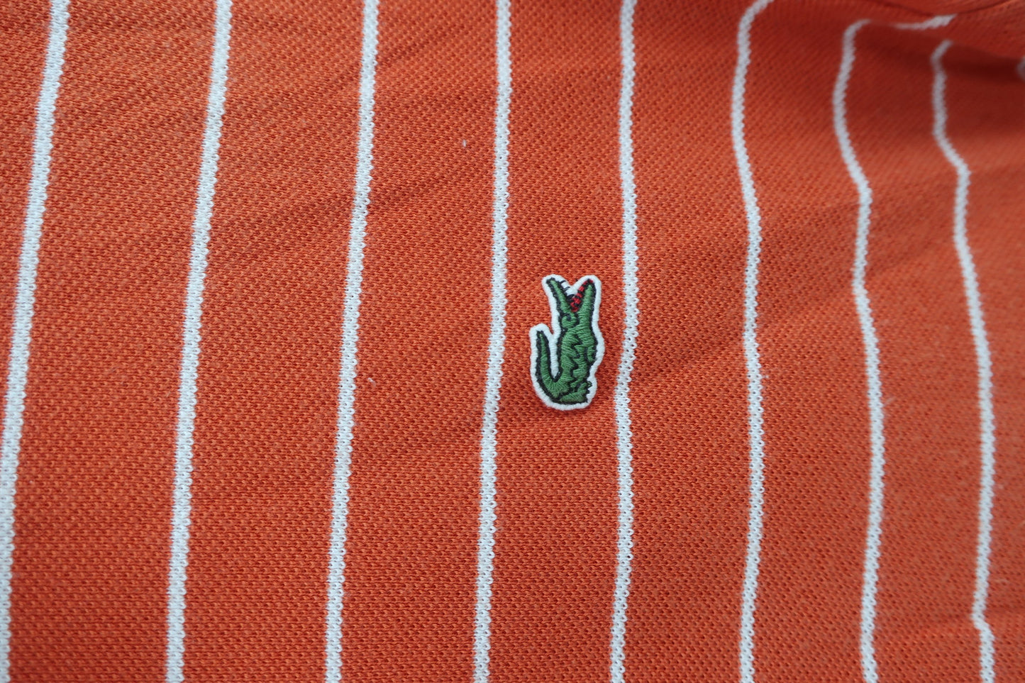 LACOSTE(ラコステ) 半袖ポロシャツ オレンジ白ボーダー メンズ 3 B-3