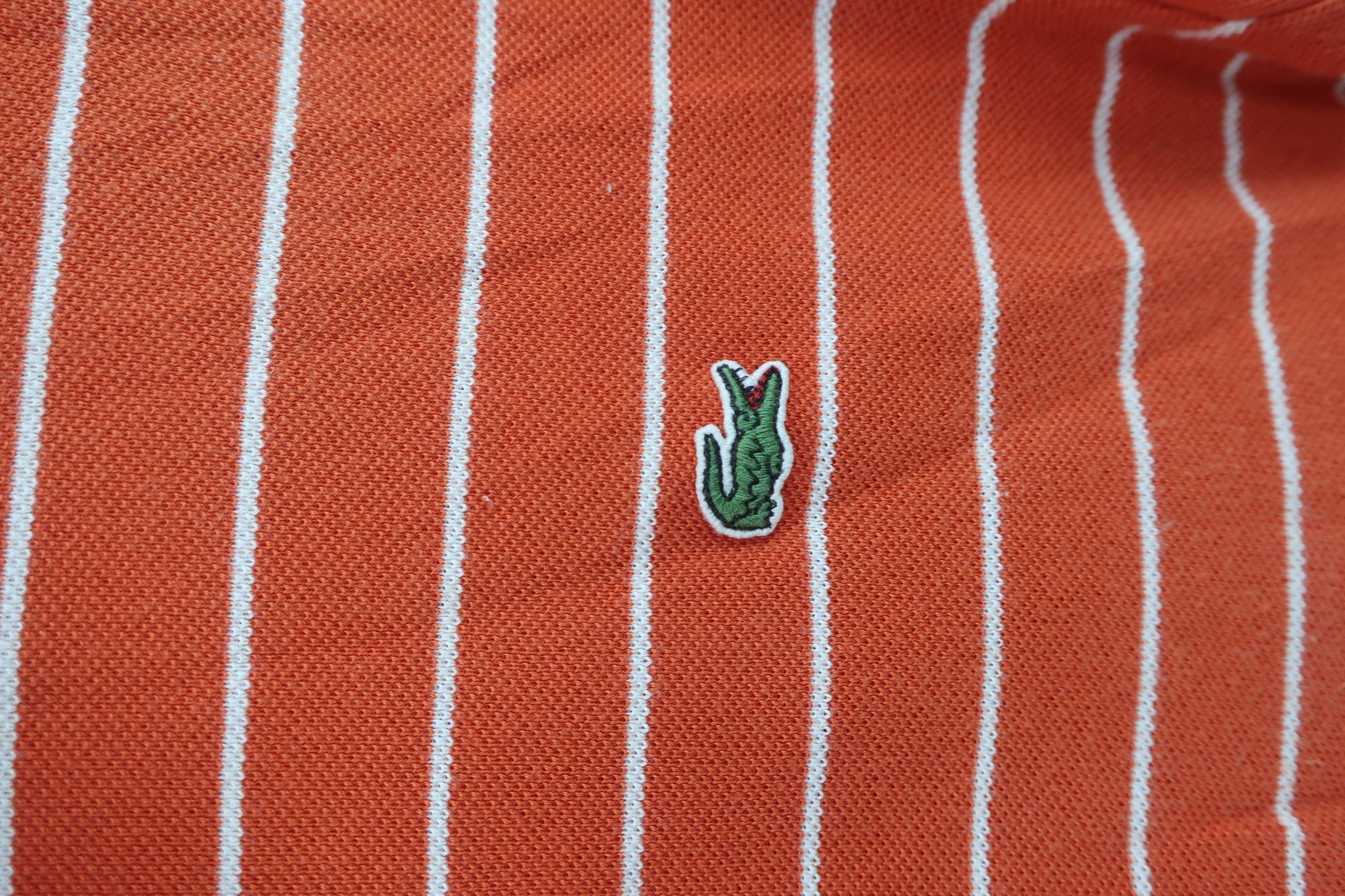 LACOSTE(ラコステ) 半袖ポロシャツ オレンジ白ボーダー メンズ 3 B-3