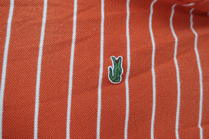LACOSTE(ラコステ) 半袖ポロシャツ オレンジ白ボーダー メンズ 3 B-3