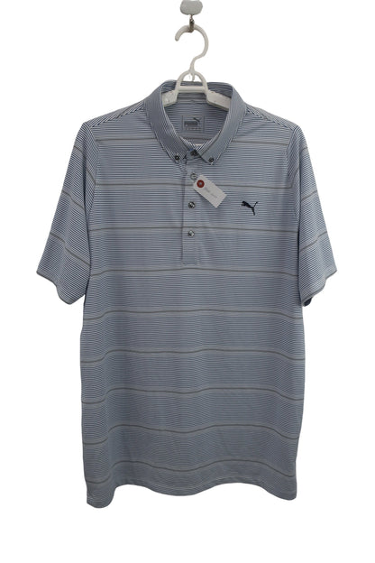 PUMA GOLF(プーマゴルフ) 半袖ポロシャツ 白青ボーダー メンズ M A-1