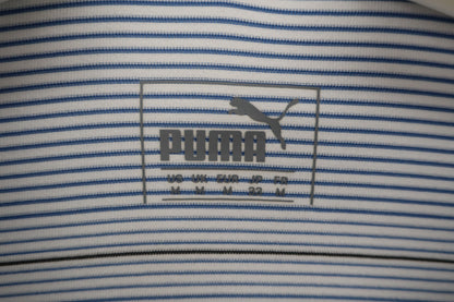PUMA GOLF(プーマゴルフ) 半袖ポロシャツ 白青ボーダー メンズ M A-3