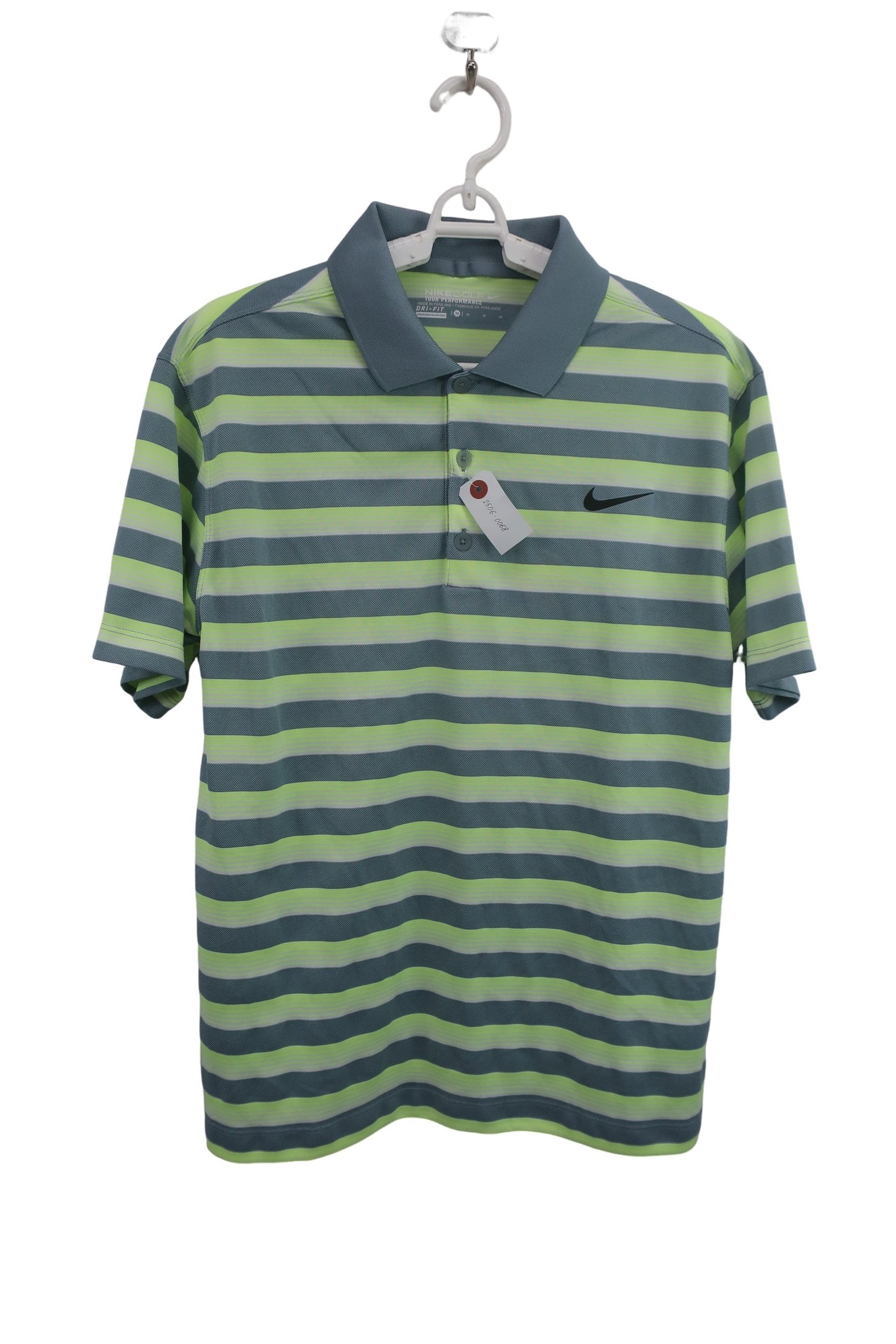 NIKE GOLF(ナイキゴルフ) 半袖ポロシャツ グレー黄ボーダー メンズ M A-1