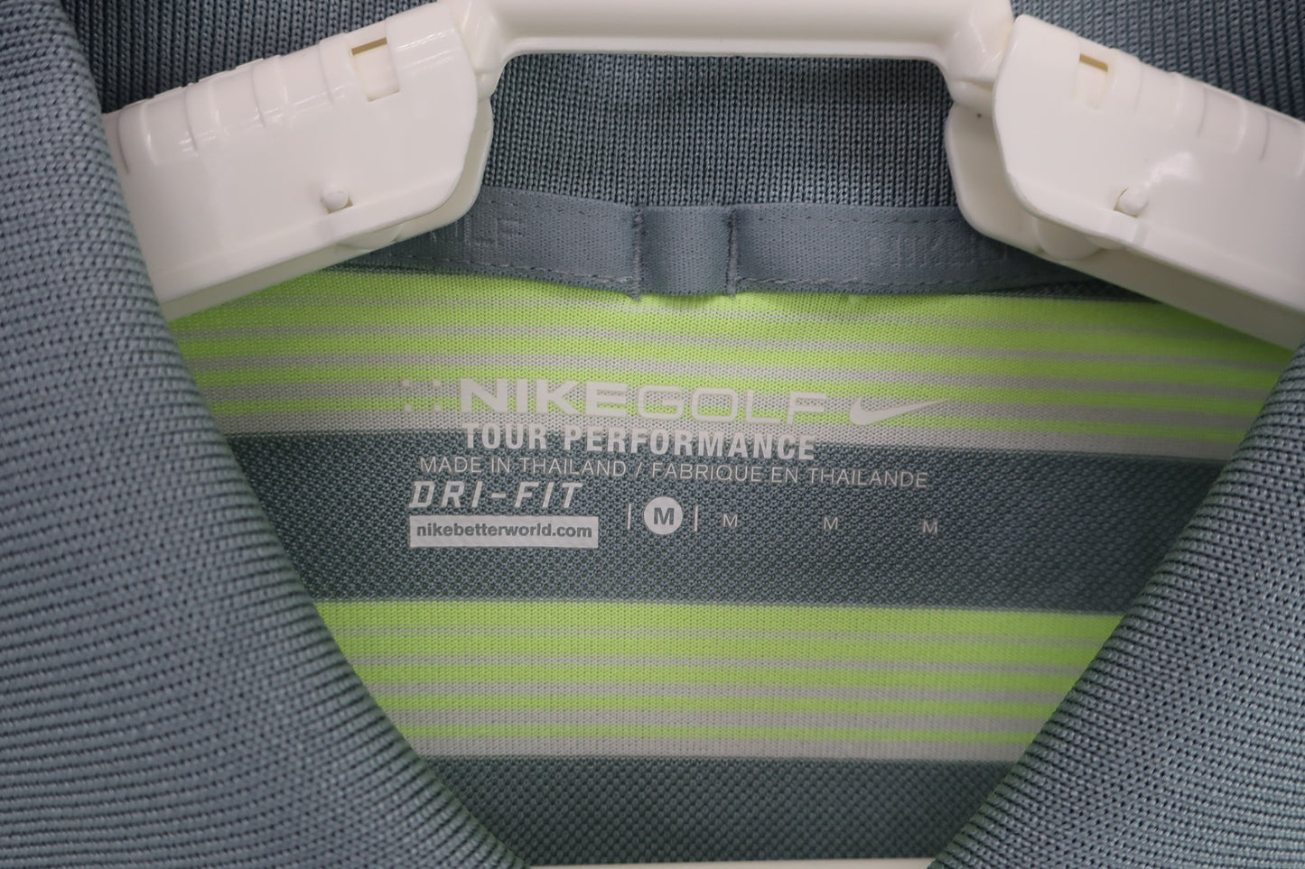 NIKE GOLF(ナイキゴルフ) 半袖ポロシャツ グレー黄ボーダー メンズ M A-3