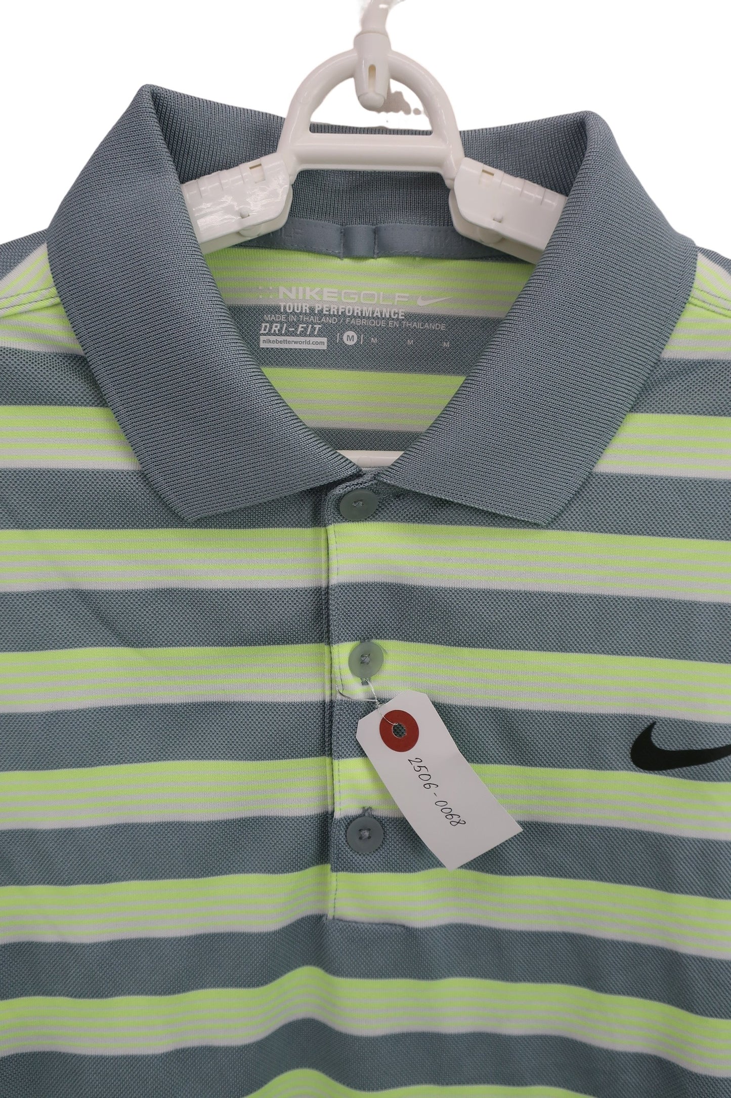NIKE GOLF(ナイキゴルフ) 半袖ポロシャツ グレー黄ボーダー メンズ M A-4