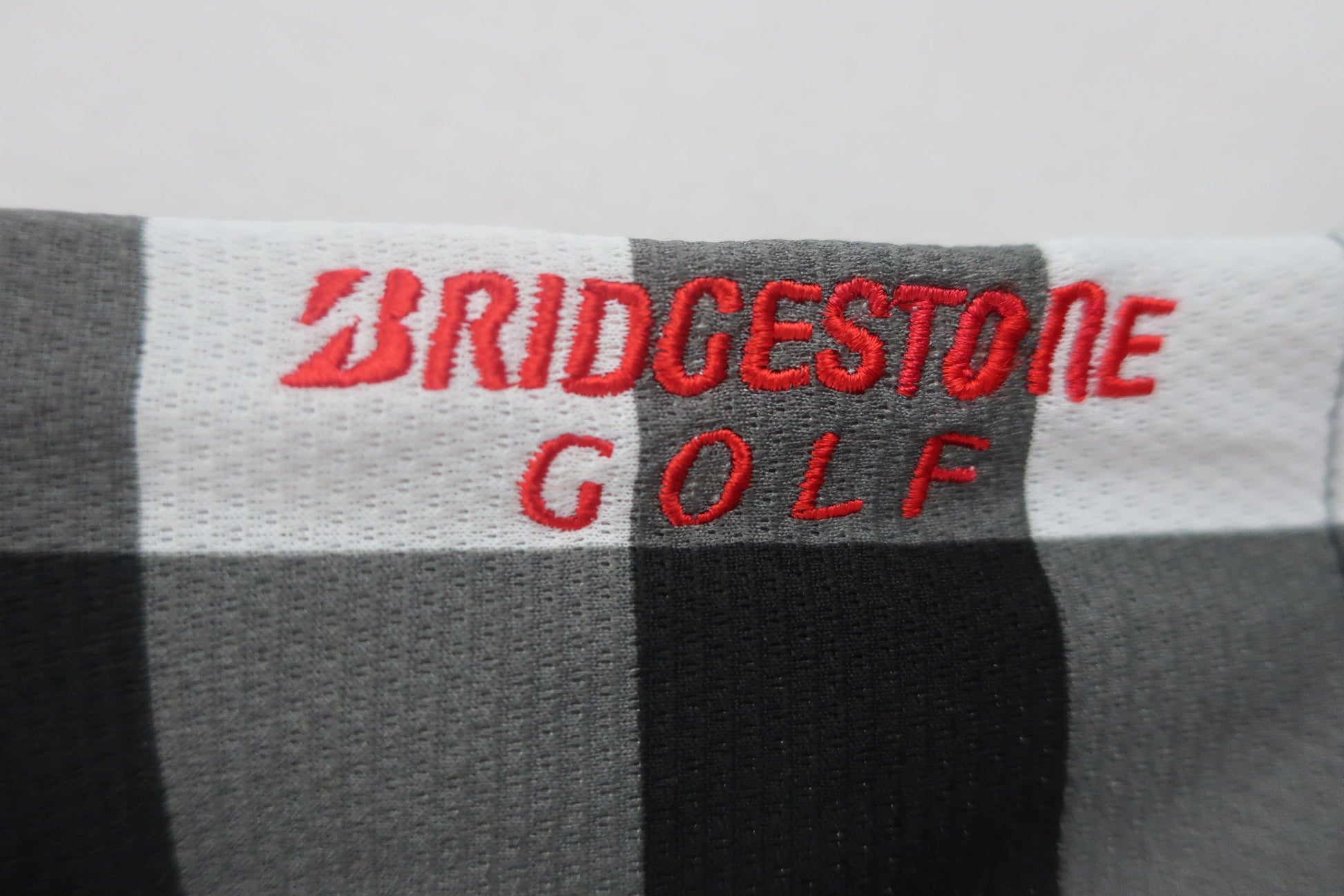 BRIDGESTONE GOLF(ブリヂストンゴルフ) 半袖ポロシャツ 黒グレー白チェック メンズ M C-6