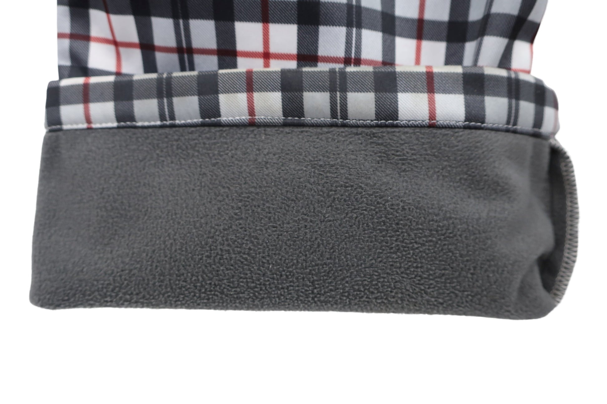 OPST(オプスト) 裏起毛ナイロンパンツ グレー白赤チェック メンズ L B-5