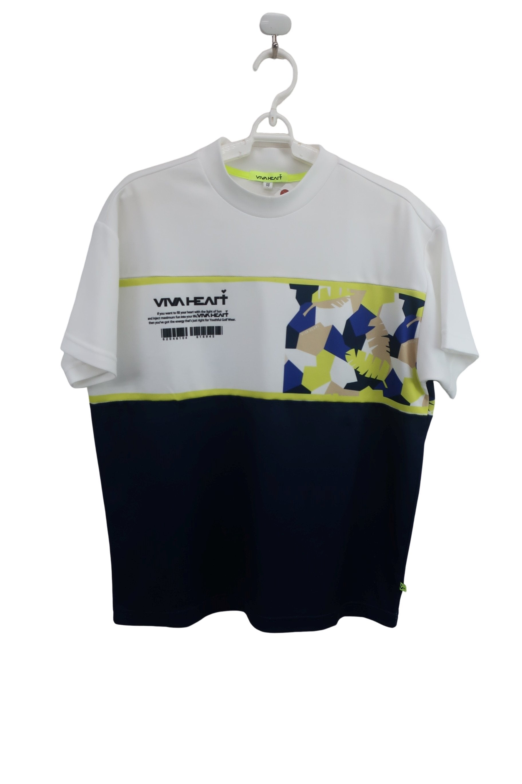 VIVA HEART(ビバハート) 半袖モックネックシャツ 白青系 メンズ 50 A-1