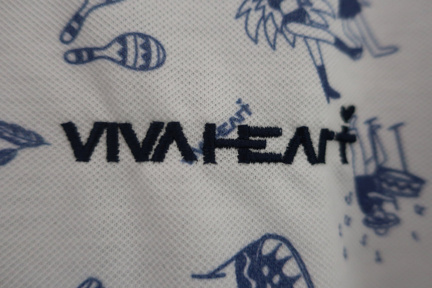 VIVA HEART(ビバハート) ポロシャツ 白水色総柄 メンズ 50 B-2