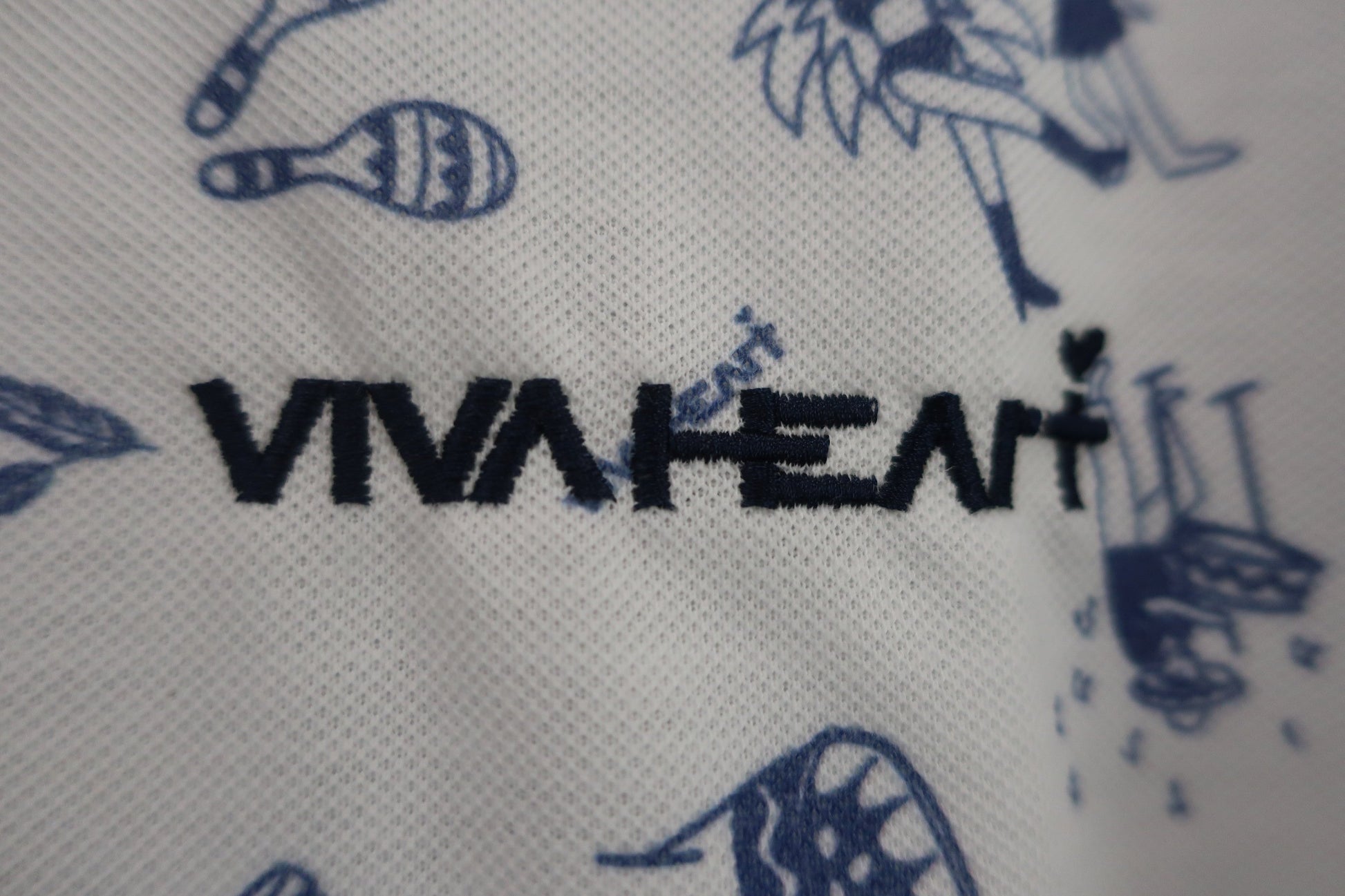 VIVA HEART(ビバハート) ポロシャツ 白水色総柄 メンズ 50 B-2