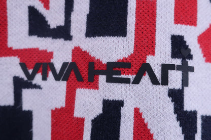 VIVA HEART(ビバハート) セーター 白ネイビー赤総柄 メンズ 48 A-3