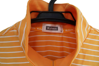 Kolwin(コルウィン) 長袖ハーフジップシャツ オレンジ白ボーダー レディース M A-2