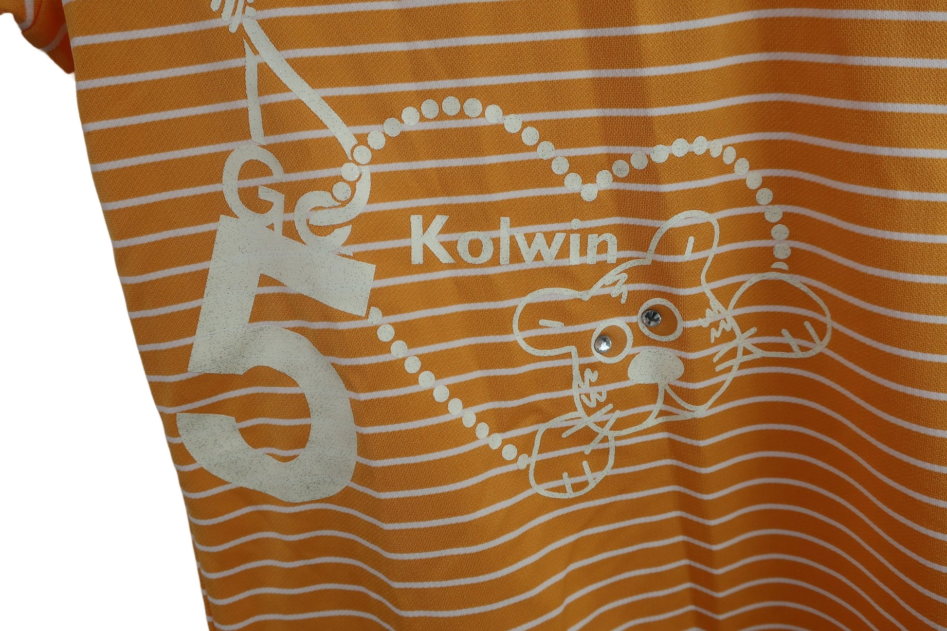 Kolwin(コルウィン) 長袖ハーフジップシャツ オレンジ白ボーダー レディース M A-4