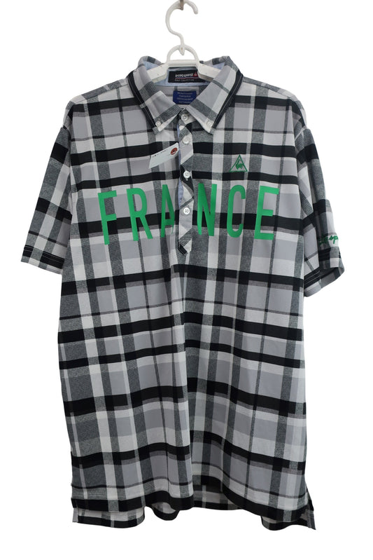 le coq sportif(ルコックスポルティフ) ポロシャツ 白黒チェック メンズ LL A-1