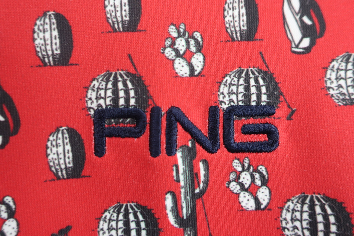 PING(ピン) ポロシャツ 赤サボテン柄 メンズ LL B-2