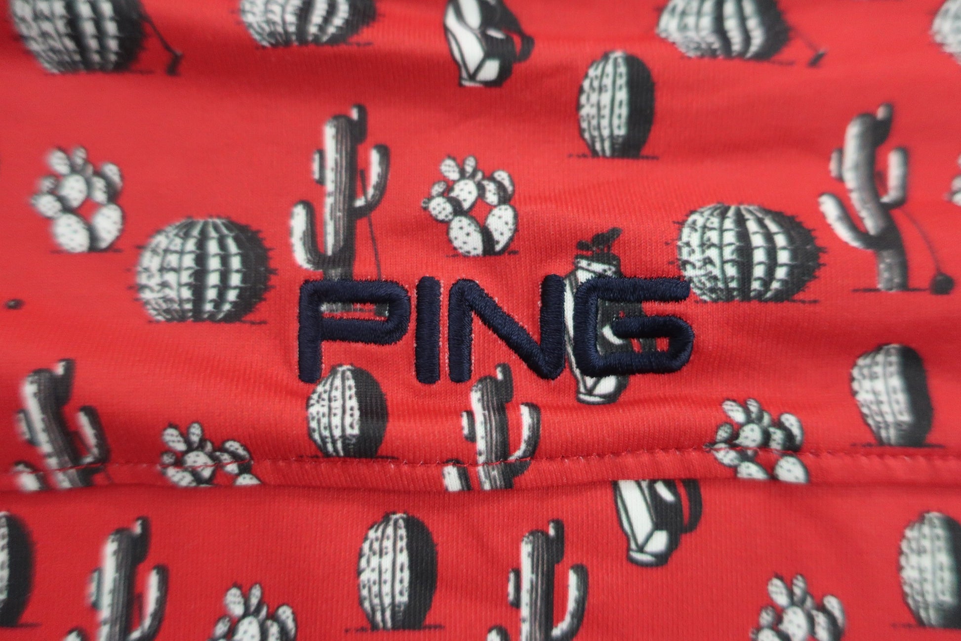 PING(ピン) ポロシャツ 赤サボテン柄 メンズ LL B-7