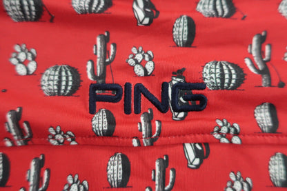 PING(ピン) ポロシャツ 赤サボテン柄 メンズ LL B-7