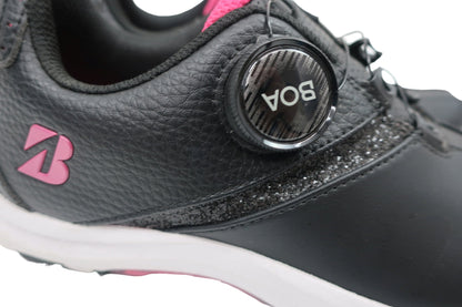 BRIDGESTONE GOLF(ブリヂストンゴルフ) ダイヤル式スパイクレスゴルフシューズ 黒ピンク レディース 22.5cm SHG010 A-10