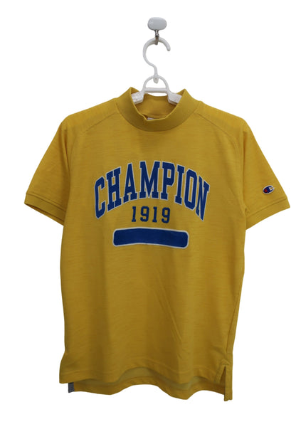 Champion(チャンピオン) 半袖モックネックシャツ 黄色 レディース LARGE A-1