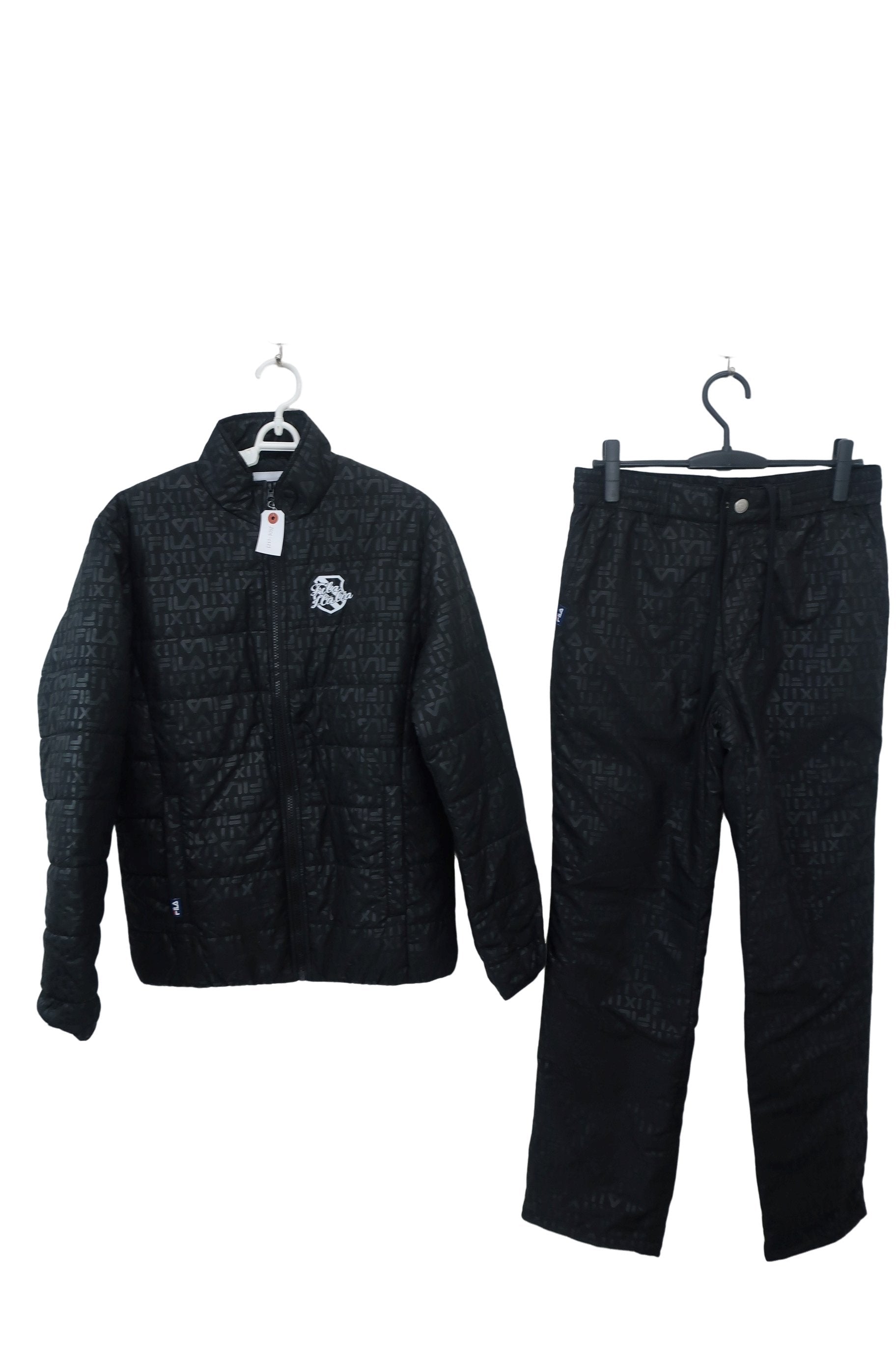 FILA GOLF(フィラゴルフ) ナイロンジャケット&ナイロンパンツ セットアップ 黒総柄 メンズ M A-1