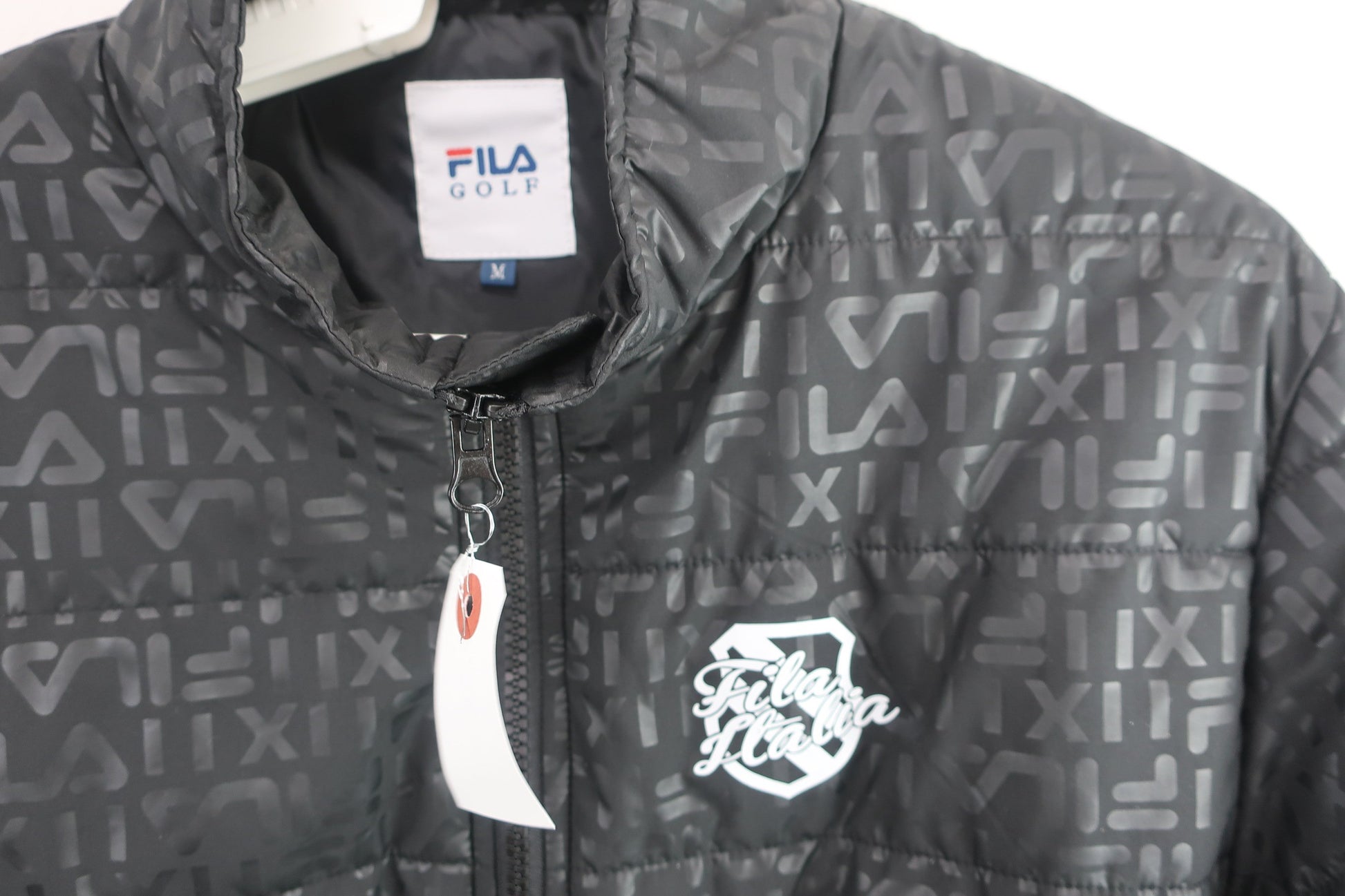FILA GOLF(フィラゴルフ) ナイロンジャケット&ナイロンパンツ セットアップ 黒総柄 メンズ M A-3