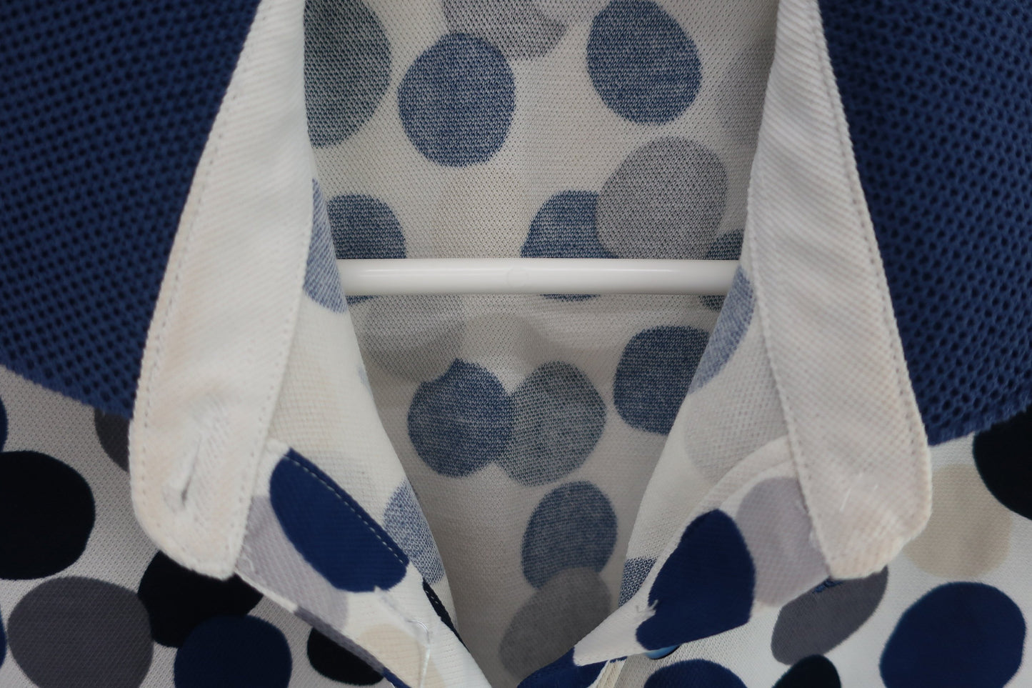 Munsingwear(マンシングウェア) ポロシャツ 白青系水玉柄 レディース LL B-6