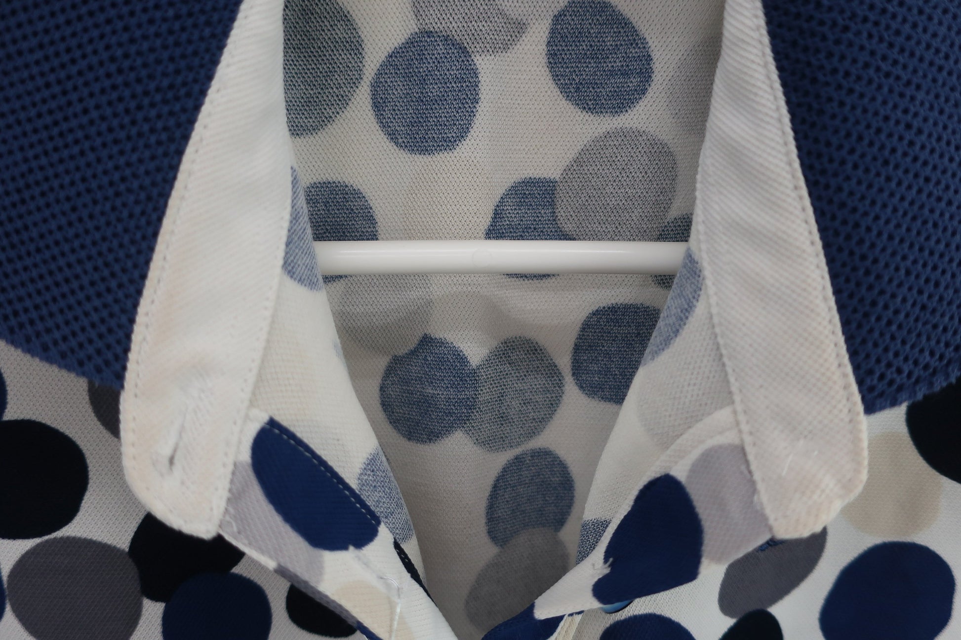 Munsingwear(マンシングウェア) ポロシャツ 白青系水玉柄 レディース LL B-6