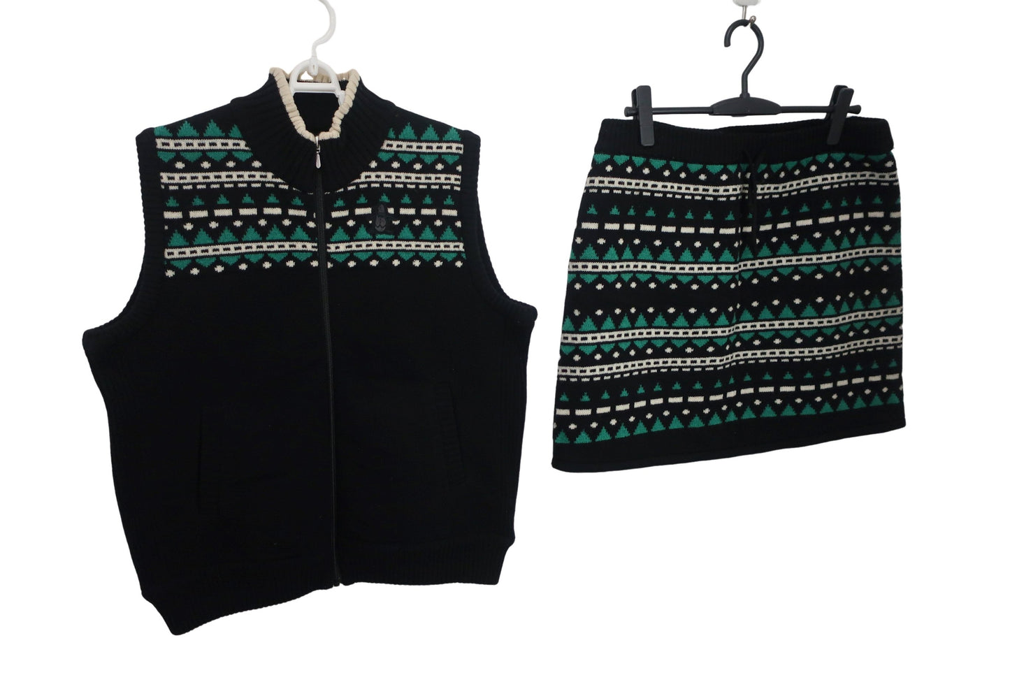 Munsingwear(マンシングウェア) 切り替えナイロンニットベスト&スカート セットアップ 黒 レディース LL A-1