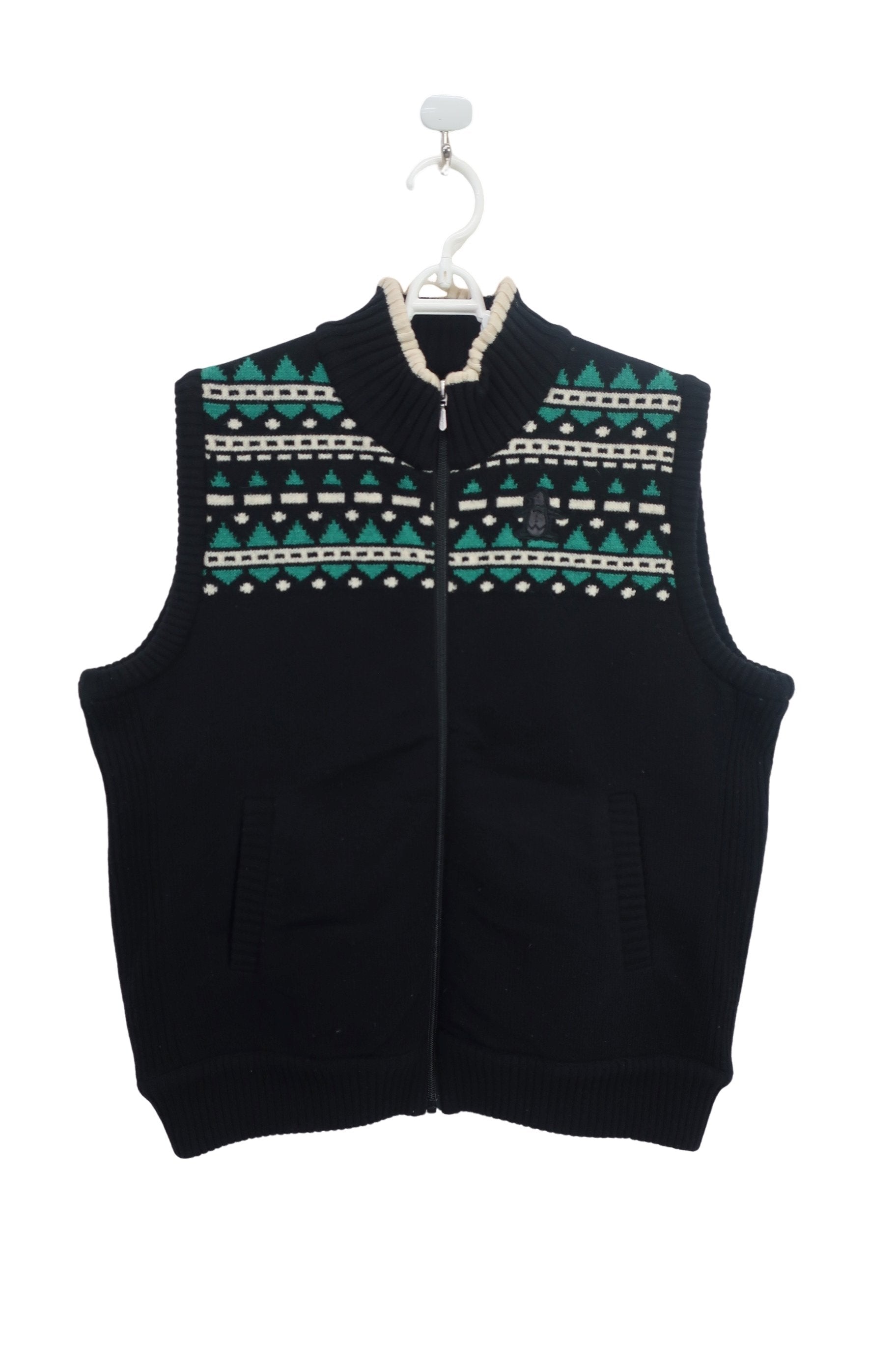 Munsingwear(マンシングウェア) 切り替えナイロンニットベスト&スカート セットアップ 黒 レディース LL A-2