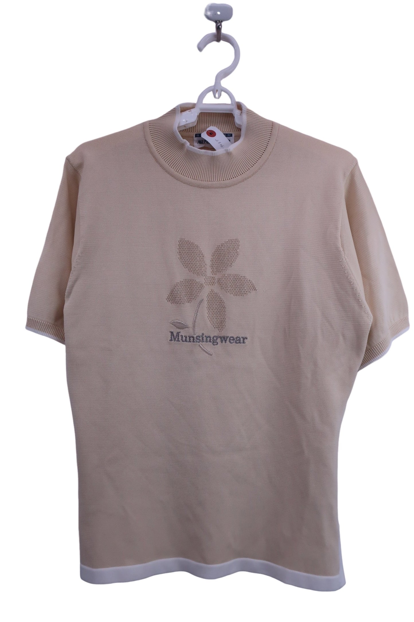 Munsingwear(マンシングウェア) 半袖ニットモックネックシャツ ベージュ レディース L A-1