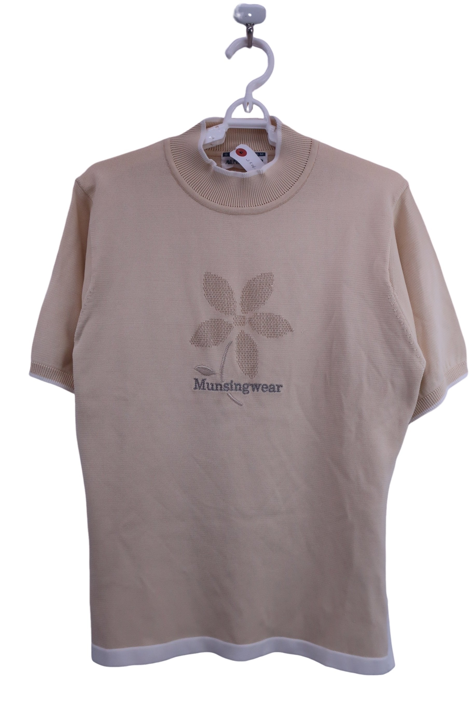 Munsingwear(マンシングウェア) 半袖ニットモックネックシャツ ベージュ レディース L A-1