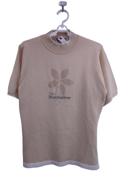 Munsingwear(マンシングウェア) 半袖ニットモックネックシャツ ベージュ レディース L A-1