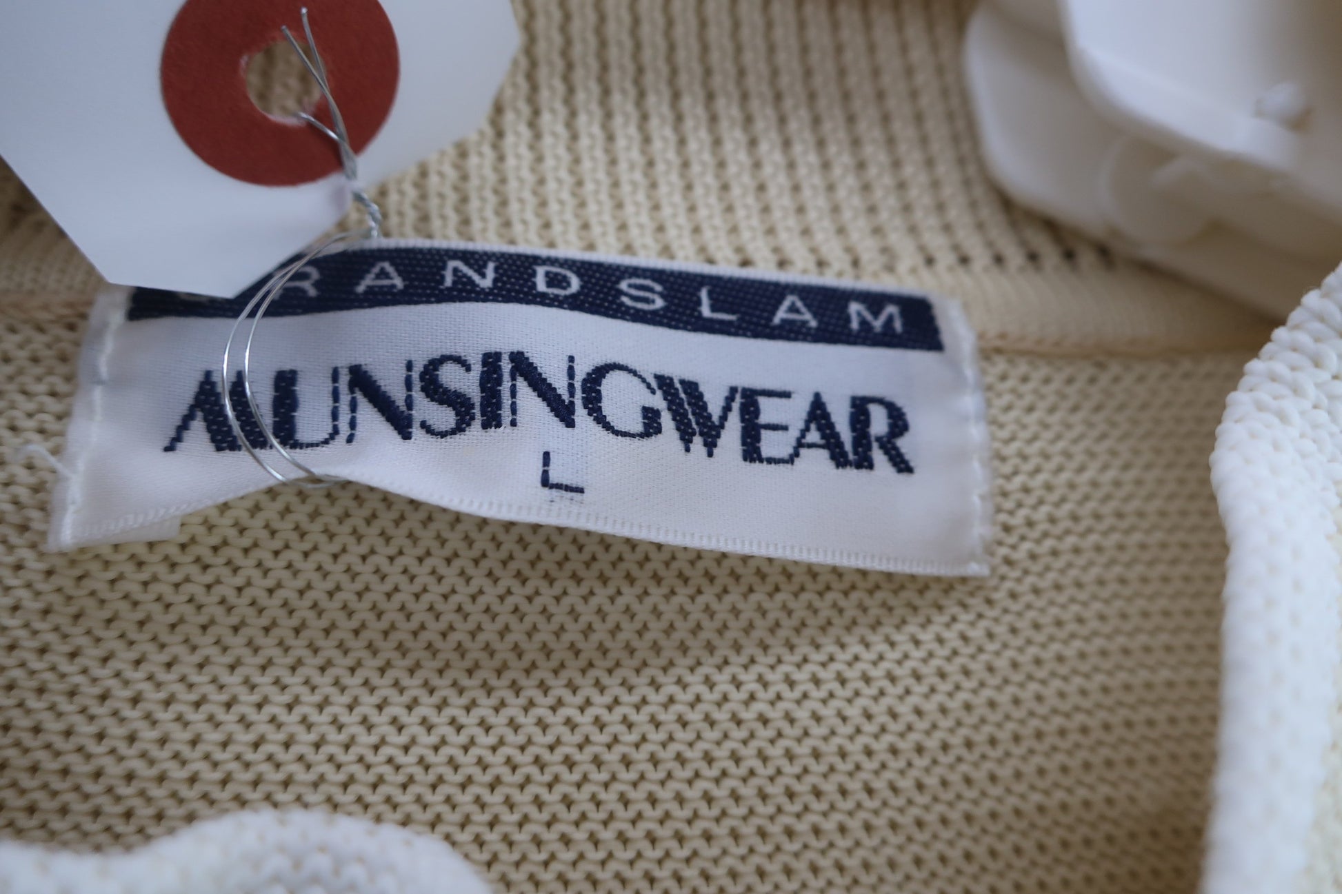 Munsingwear(マンシングウェア) 半袖ニットモックネックシャツ ベージュ レディース L A-4